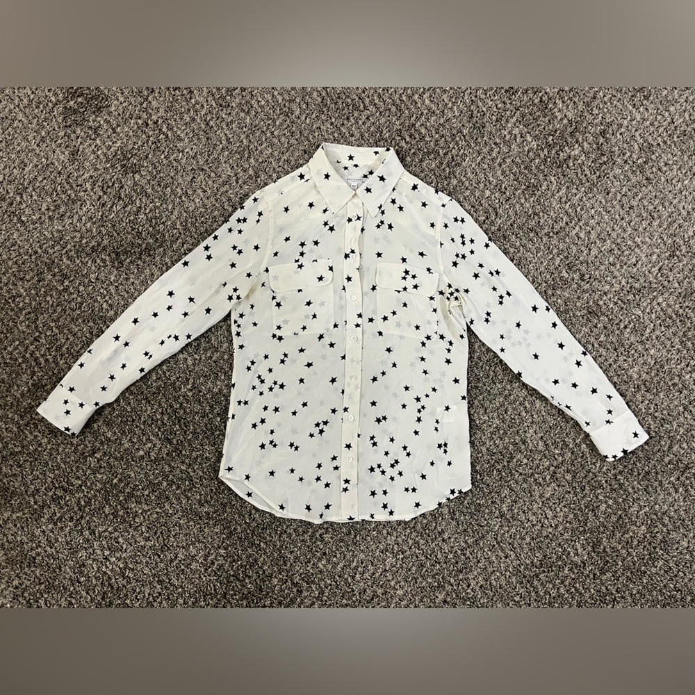 Equipment femme silk shirt black stars all over white extra small